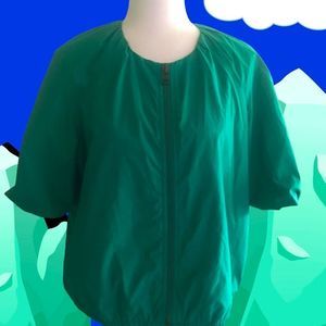 A.N.A. Rain Jacket Green Zip Up Short Sleeve Size L